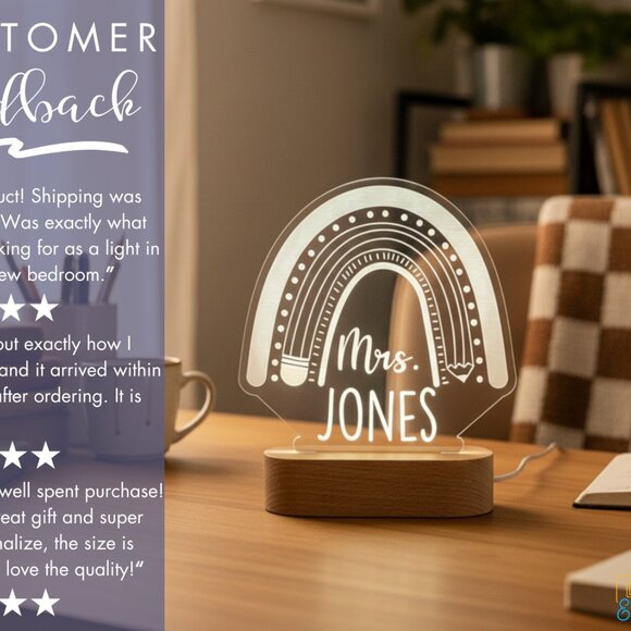 Custom Teacher Name Light-Up Sign | Personalized Classroom Decor & Gift - Picture 7 of 8